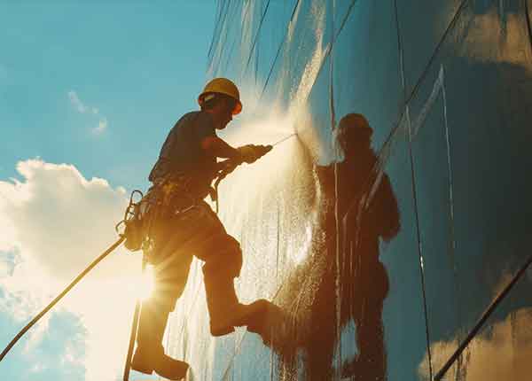 Facility management team inspecting a modern commercial property in UAE