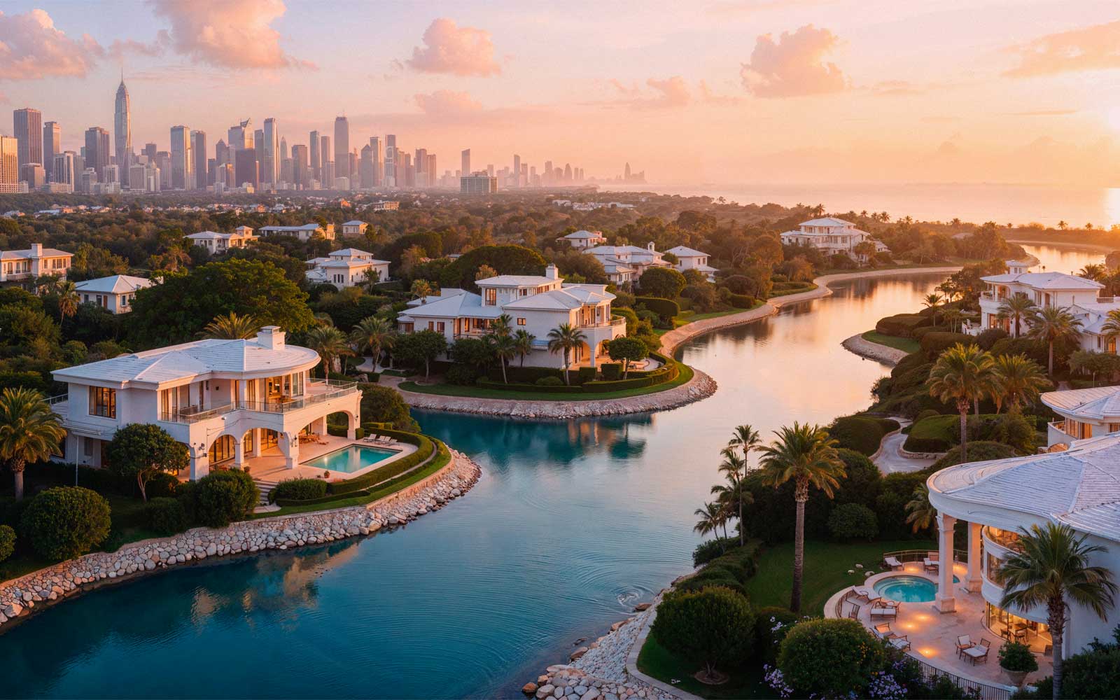 Luxury residential villas in Abu Dhabi showcasing property leasing and tenant management services